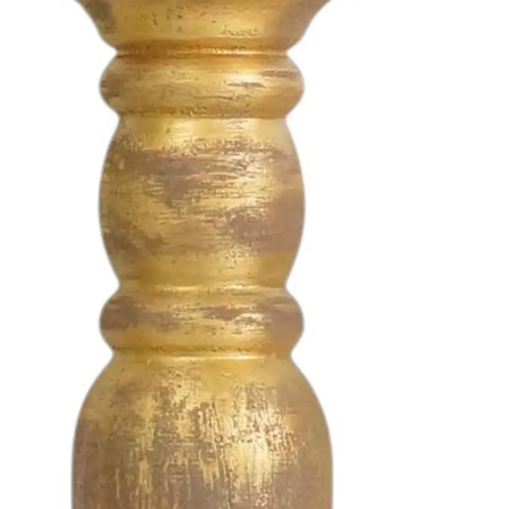 29" Gold Distressed Solid Wood Tabletop Taper Candlestick - NOVA HOME FURNITURE