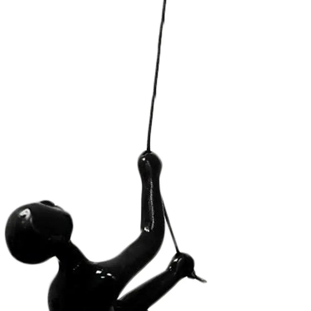 6" X 4" Black Resin Climbing Man Hanging Dimensional Sculpture HomeRoots