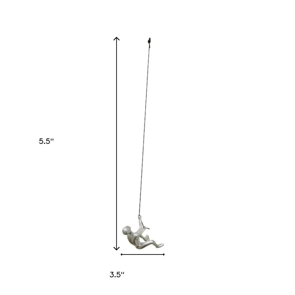 6" X 4" Silver Resin Climbing Man Hanging Dimensional Sculpture HomeRoots