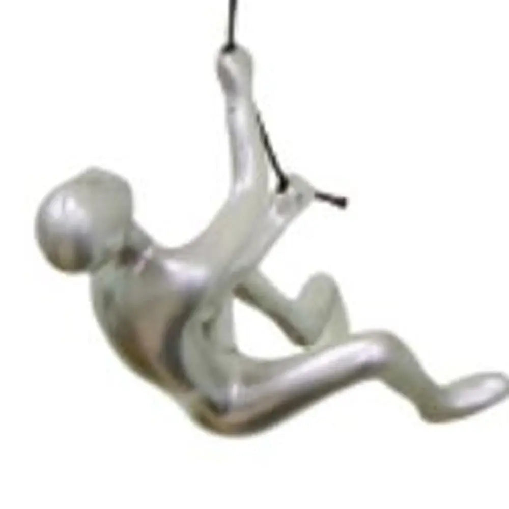 6" X 4" Silver Resin Climbing Man Hanging Dimensional Sculpture HomeRoots