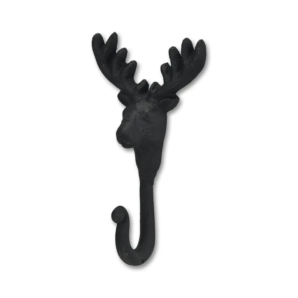 3" Black Cast Iron Deer Stag Wall Hook - NOBLE HOME INTERIORS