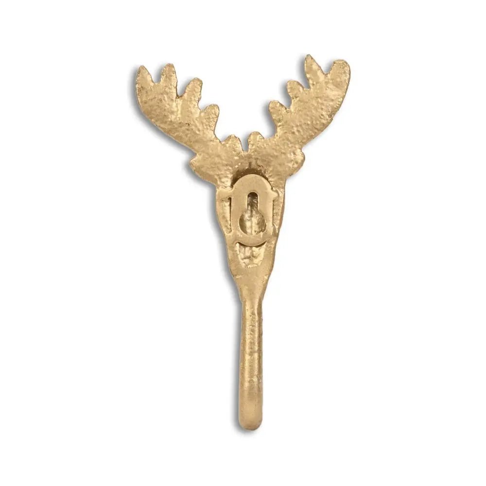 3" Gold Cast Iron Deer Stag Wall Hook - NOBLE HOME INTERIORS