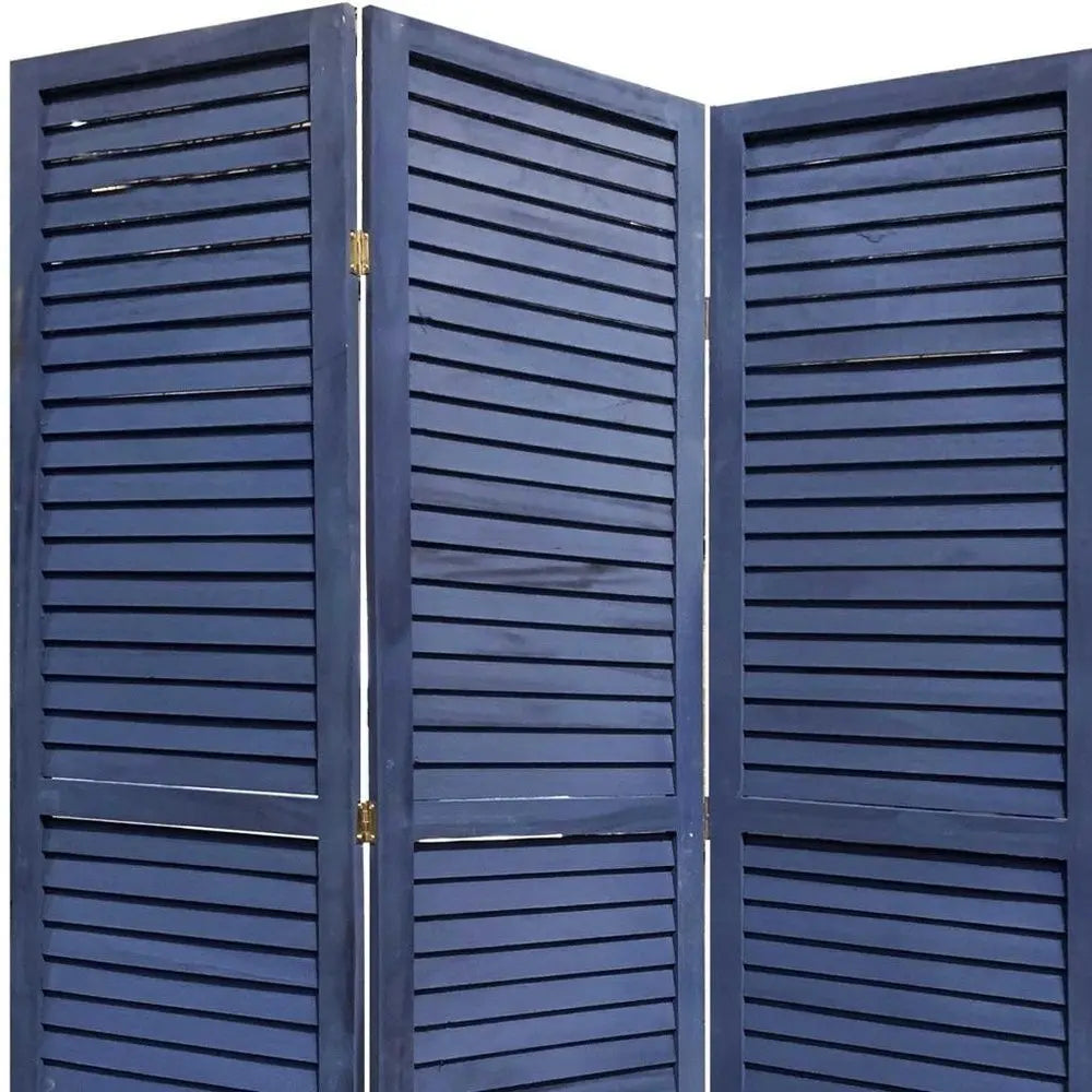 3 Panel Dark Blue Shutter Screen Room Divider - NOBLE HOME INTERIORS