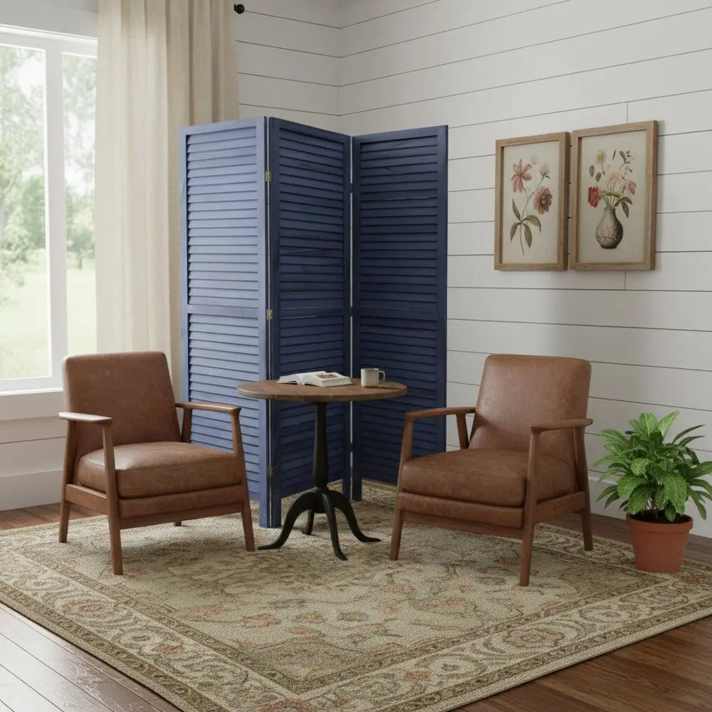 3 Panel Dark Blue Shutter Screen Room Divider - NOBLE HOME INTERIORS