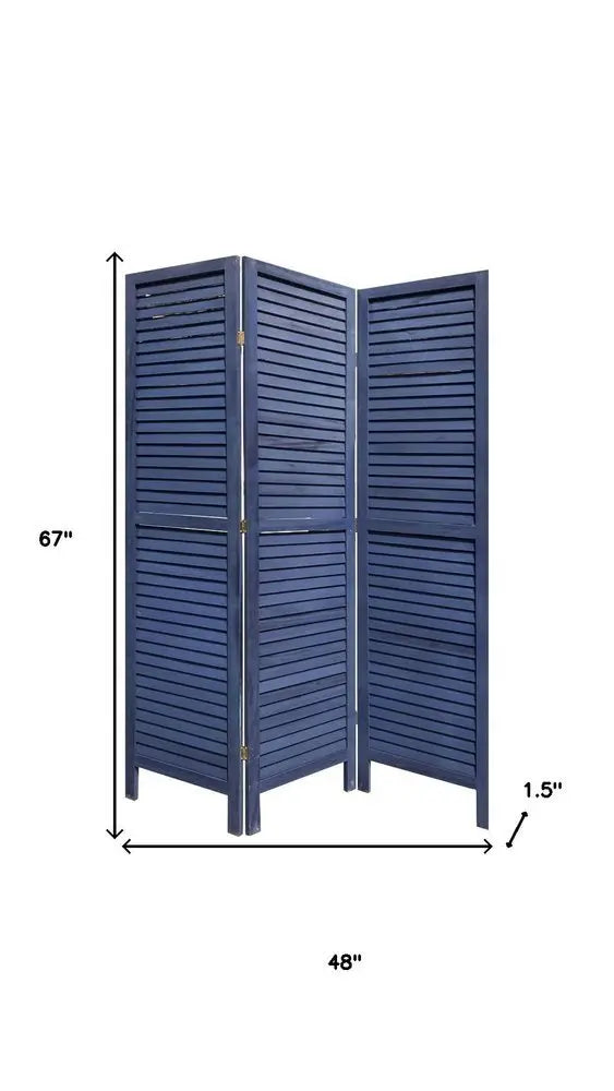 3 Panel Dark Blue Shutter Screen Room Divider - NOBLE HOME INTERIORS
