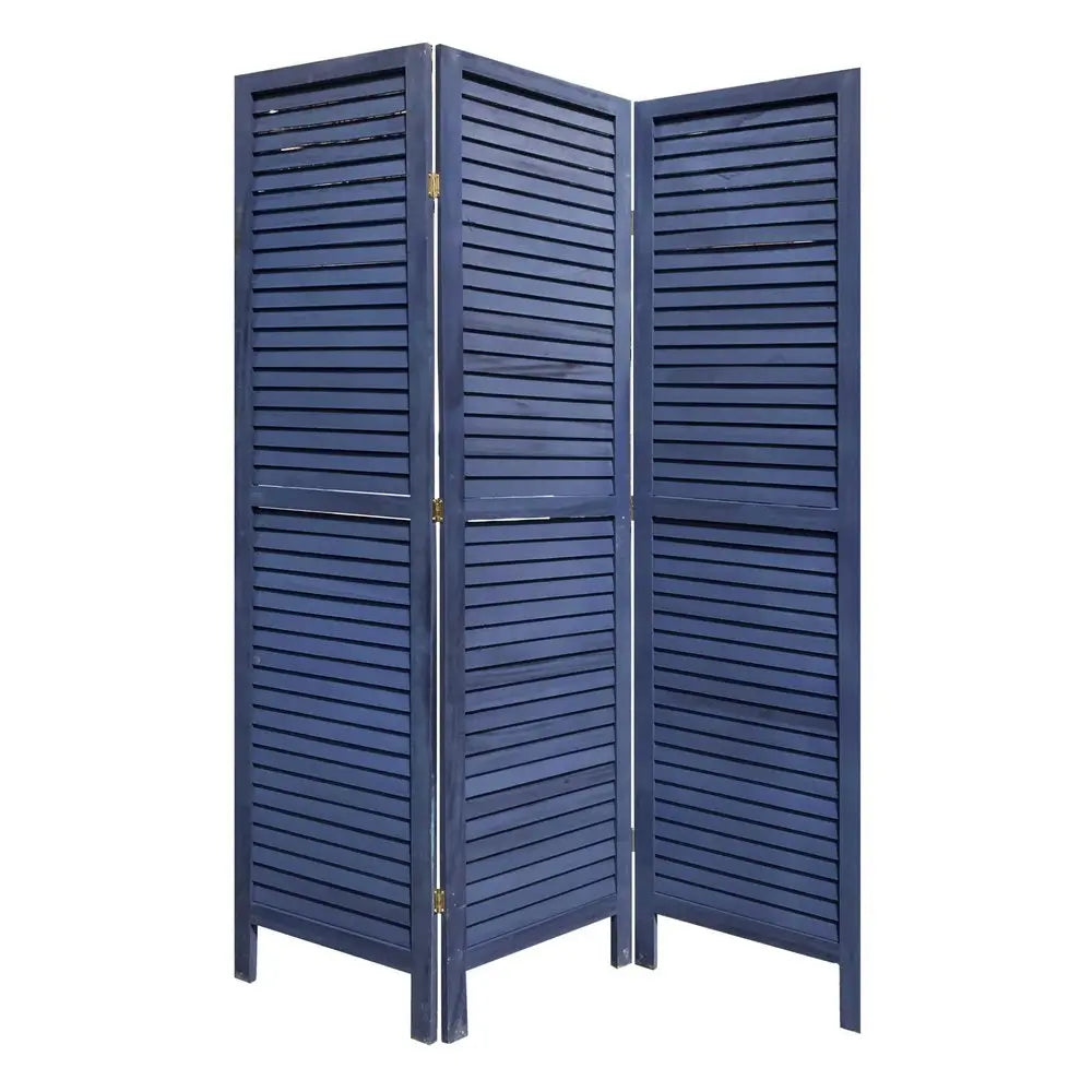 3 Panel Dark Blue Shutter Screen Room Divider - NOBLE HOME INTERIORS