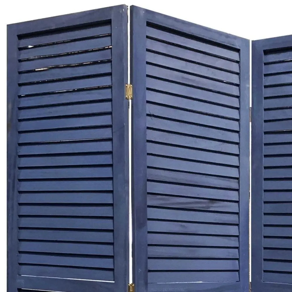 3 Panel Dark Blue Shutter Screen Room Divider - NOBLE HOME INTERIORS