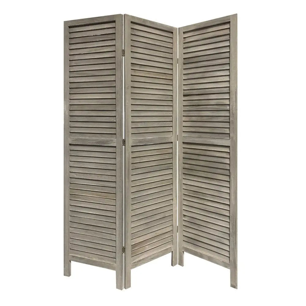 3 Panel Grey Shutter Screen Room Divider - NOBLE HOME INTERIORS