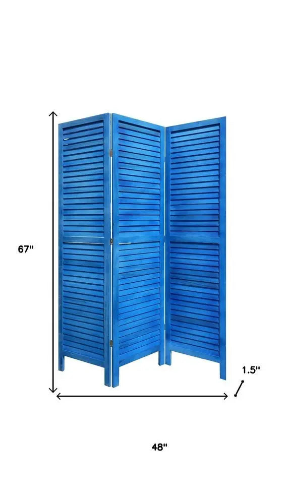 3 Panel Light Blue Shutter Screen Room Divider - NOBLE HOME INTERIORS
