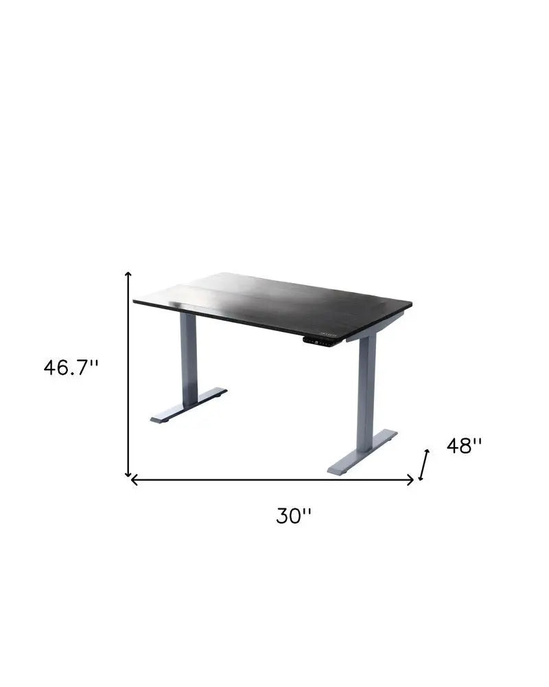 30" Adjustable Black and Gray Stainless Steel Computer Desk - NOBLE HOME INTERIORS