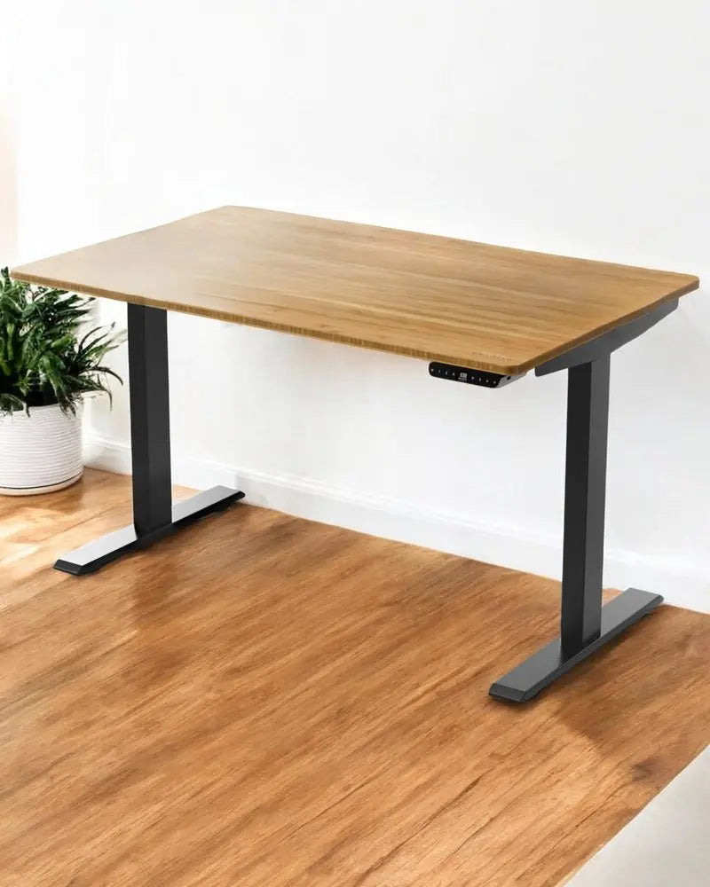 30" Adjustable Brown and Black Stainless Steel Computer Desk - NOBLE HOME INTERIORS
