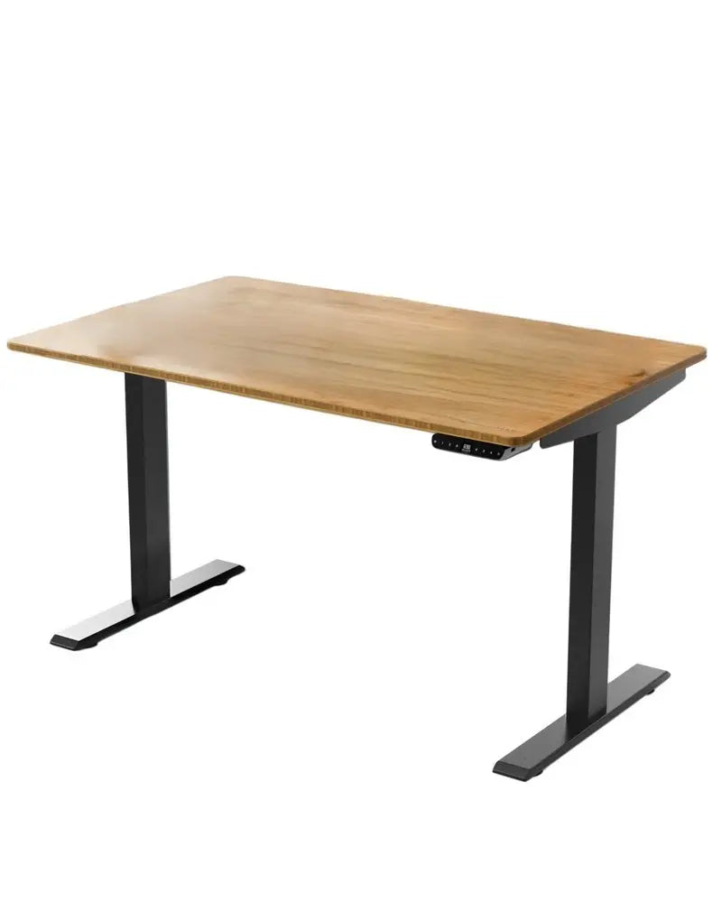 30" Adjustable Brown and Black Stainless Steel Computer Desk - NOBLE HOME INTERIORS