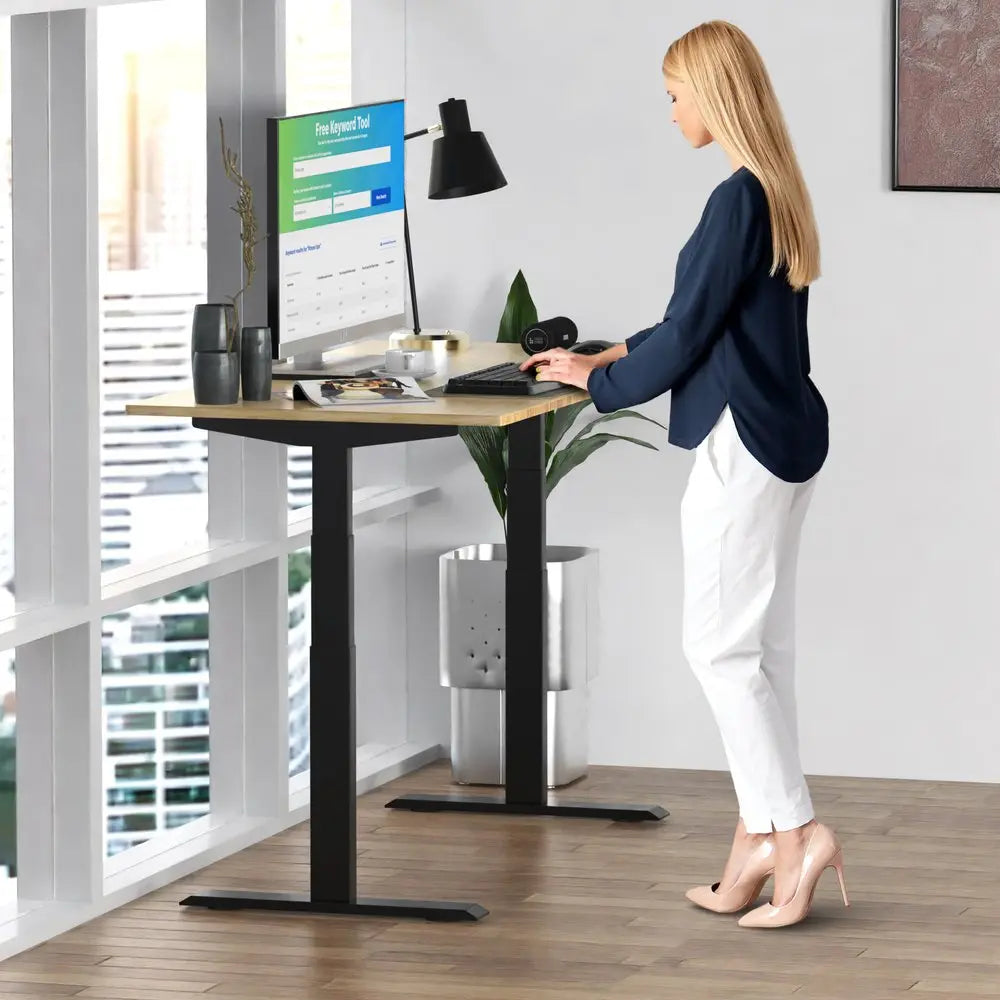 30" Adjustable Brown and Black Standing Desk - NOBLE HOME INTERIORS
