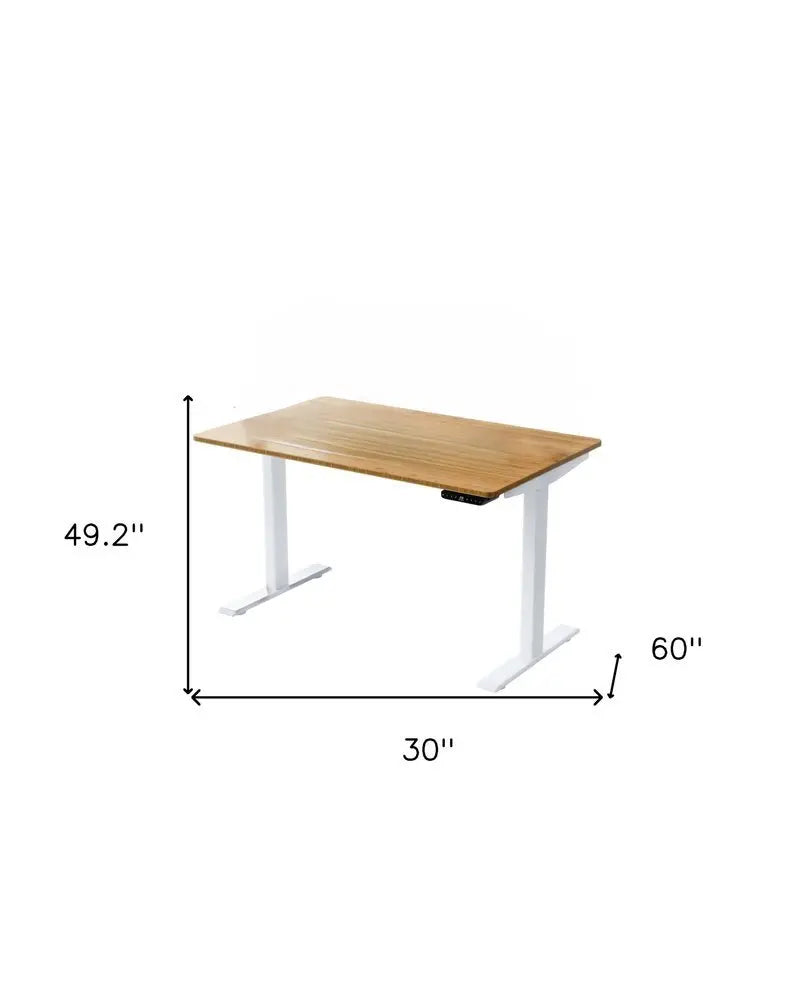 30" Adjustable Brown and White Stainless Steel Computer Desk - NOBLE HOME INTERIORS