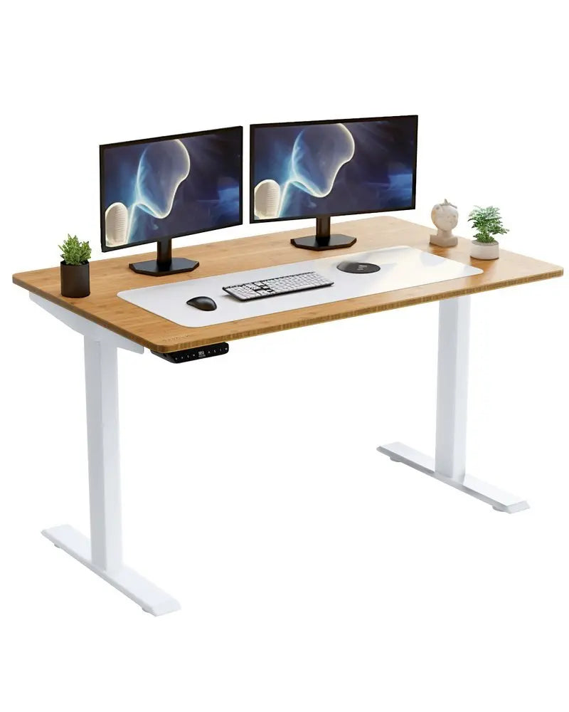 30" Adjustable Brown and White Stainless Steel Computer Desk - NOBLE HOME INTERIORS