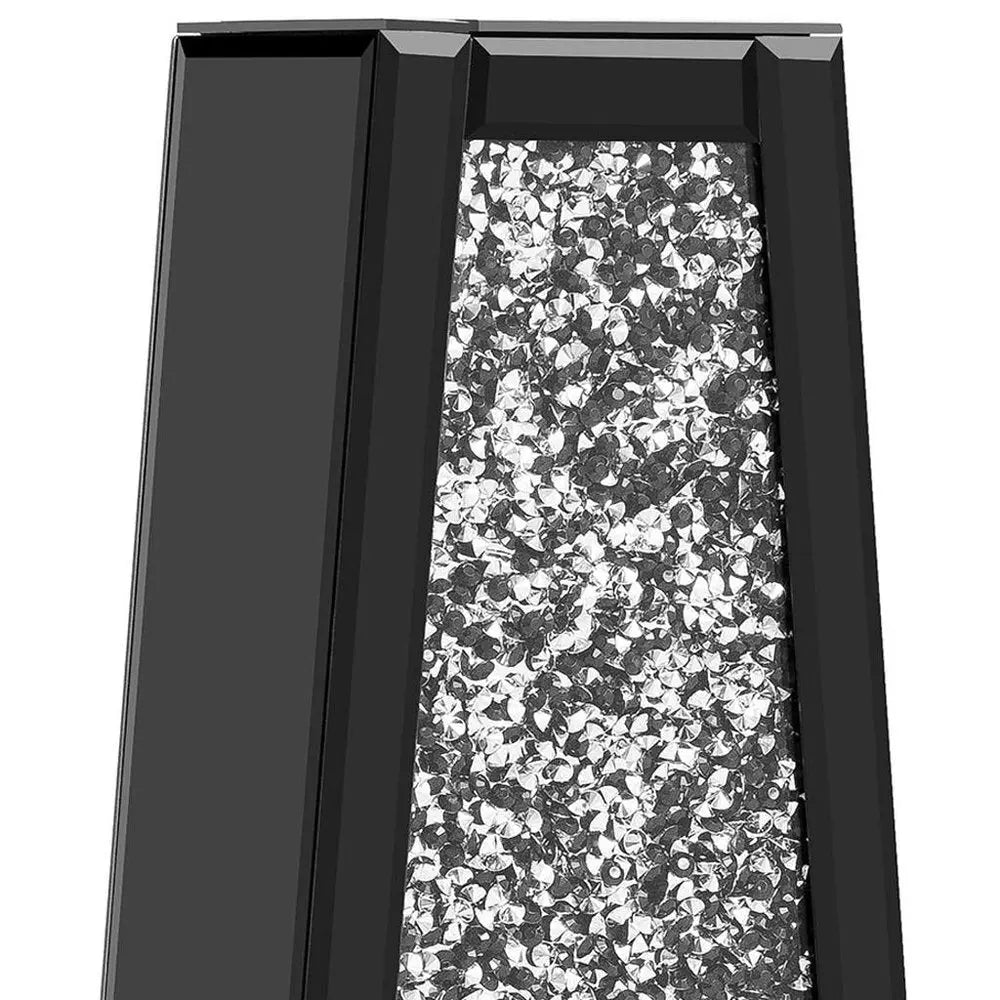 30" Black Mirrored Glass Floor Vase With Faux Crystals - NOBLE HOME INTERIORS