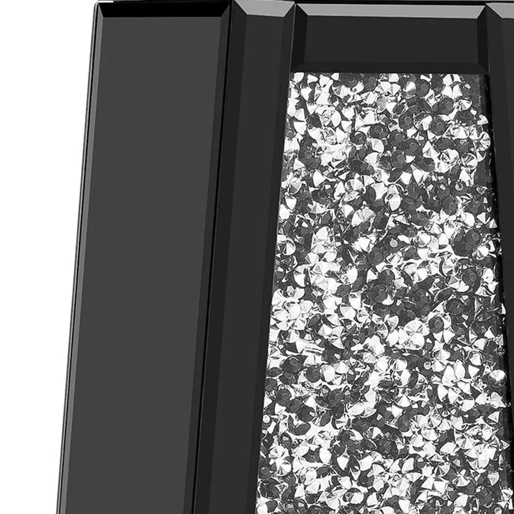 30" Black Mirrored Glass Floor Vase With Faux Crystals - NOBLE HOME INTERIORS