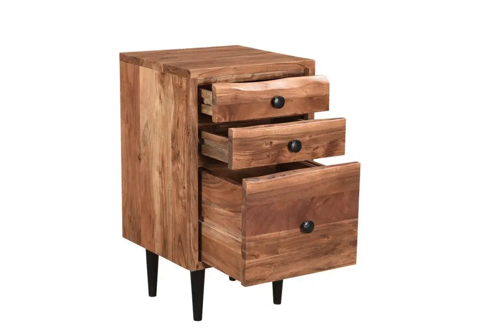 30" Brown Solid Wood Three Drawers Filing Cabinet - NOBLE HOME INTERIORS