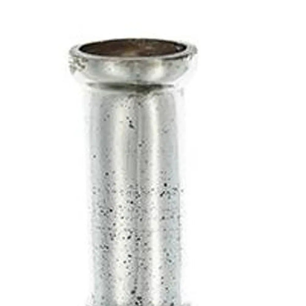 30" Silver Floral Round Glass Table Vase - NOBLE HOME INTERIORS