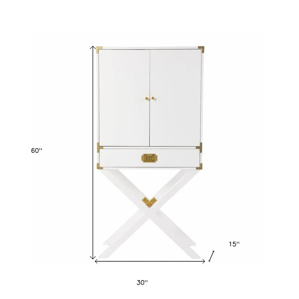 30" White Corner Display Stand With One Shelf And One Drawer - NOVA HOME FURNITURE