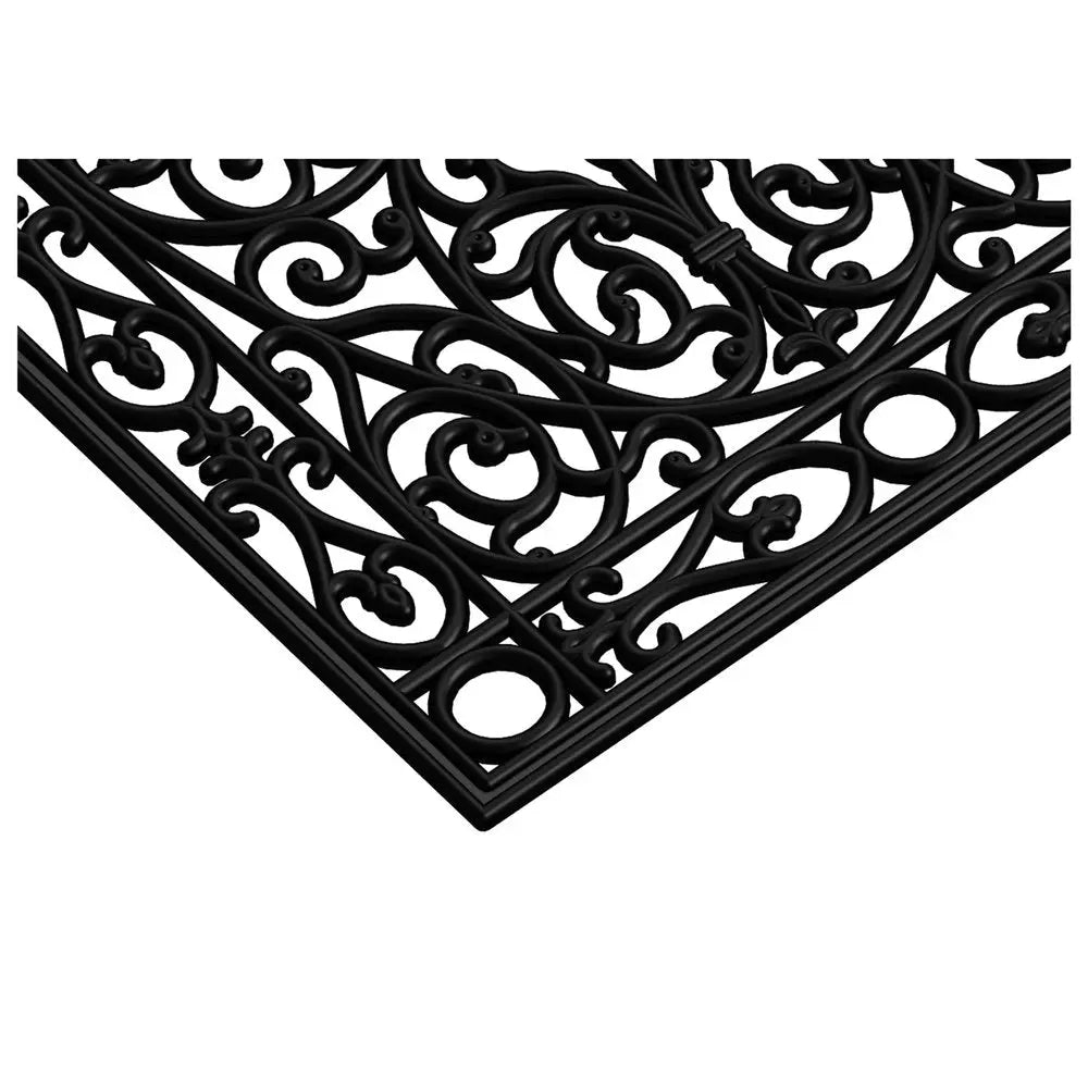 30" X 48" Black Rubber Scrollwork Outdoor Door Mat - NOBLE HOME INTERIORS