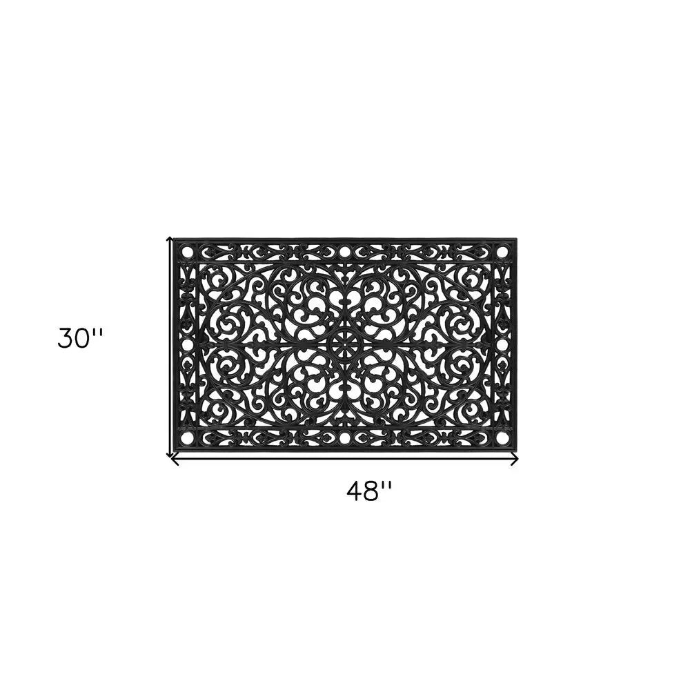 30" X 48" Black Rubber Scrollwork Outdoor Door Mat - NOBLE HOME INTERIORS