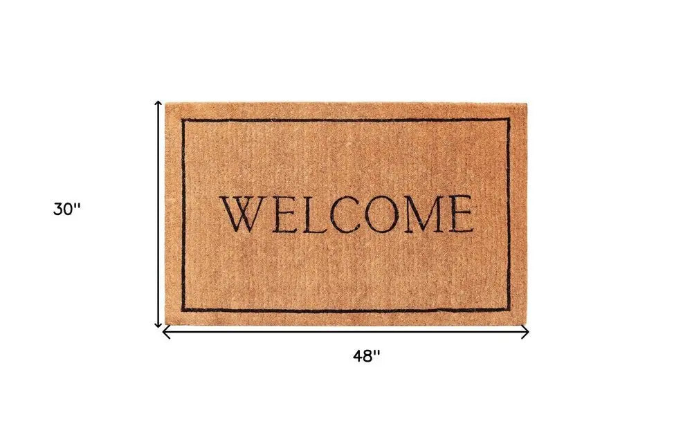 30" X 48" Natural and Black Coir Welcome Outdoor Door Mat - NOBLE HOME INTERIORS