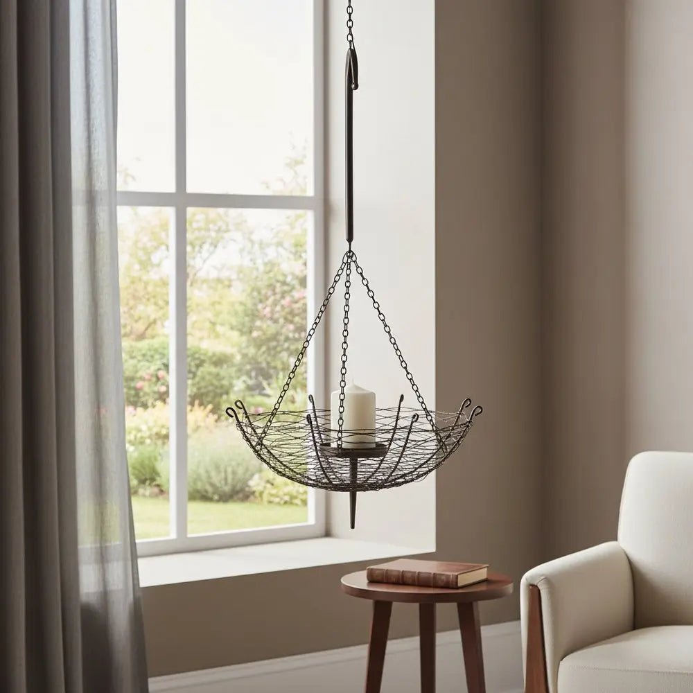 31" Black Distressed Woven Metal Lantern Candle Holder HomeRoots