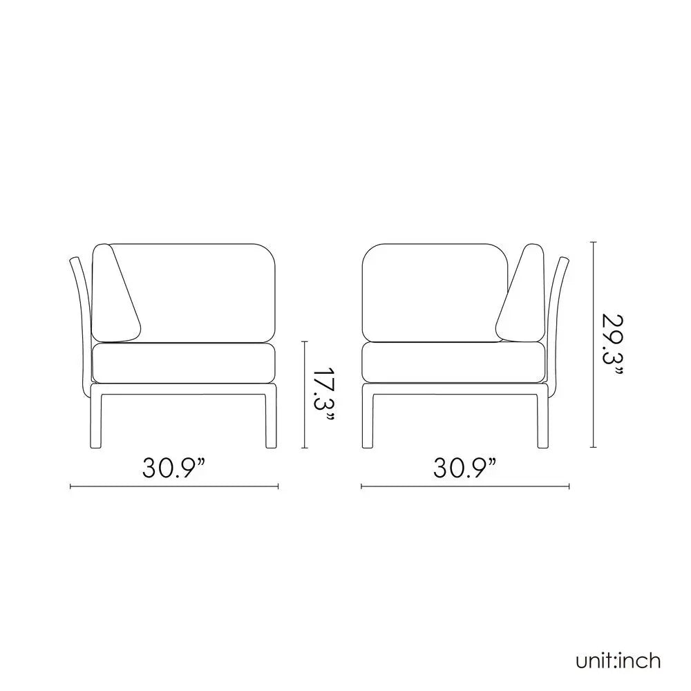 31" Sea Green Heavy Duty Plastic Outdoor Modular with Sea Green Cushion - NOBLE HOME INTERIORS