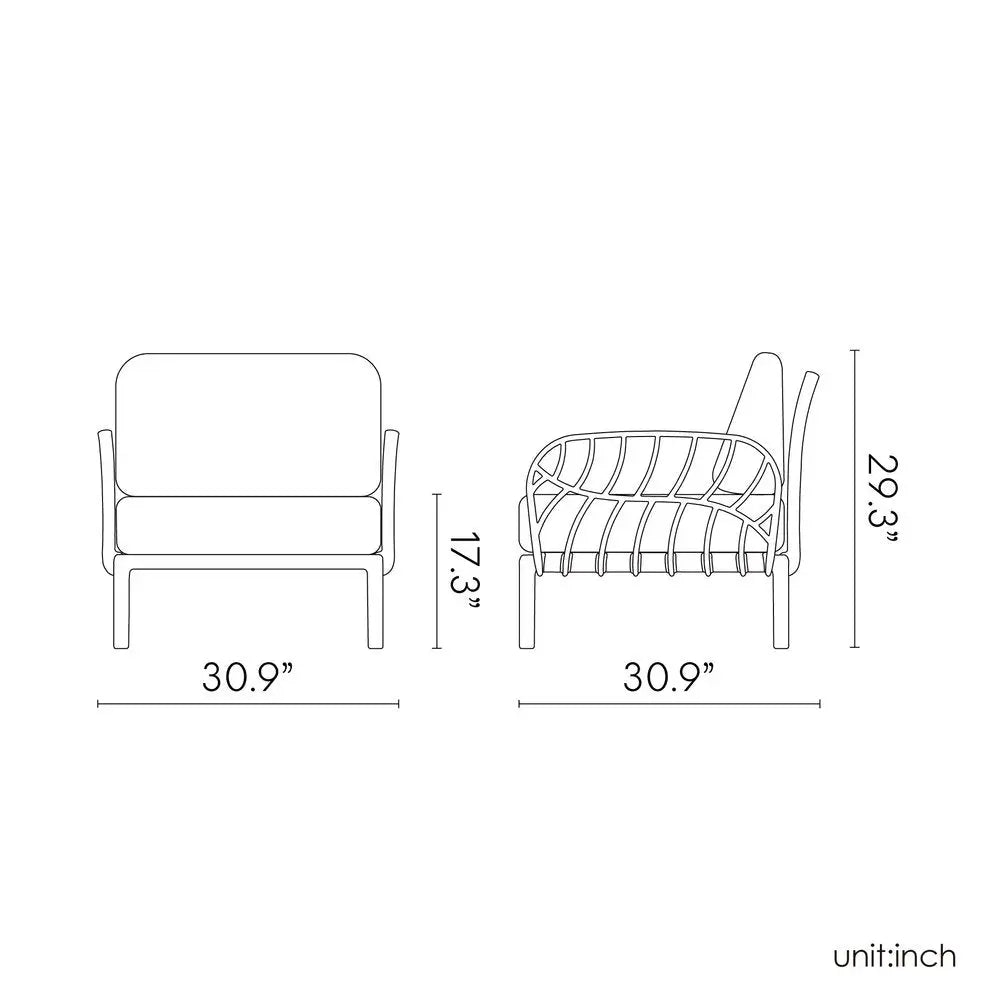 31" White Heavy Duty Plastic Outdoor Armchair With Sea Green Cushion - NOBLE HOME INTERIORS