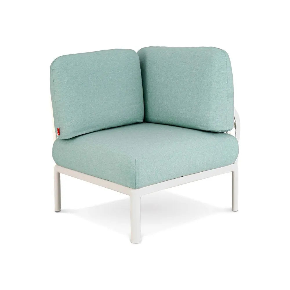 31" White Heavy Duty Plastic Outdoor Modular with Sea Green Cushion - NOBLE HOME INTERIORS