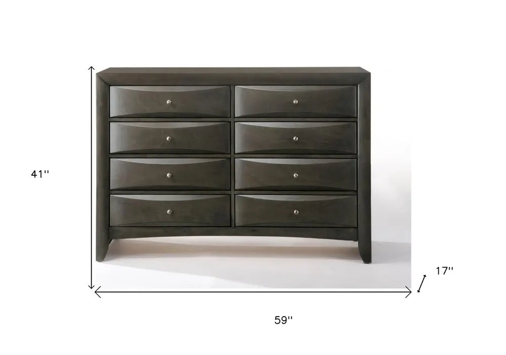 59" Gray Solid Wood Standard Dresser/Chest HomeRoots