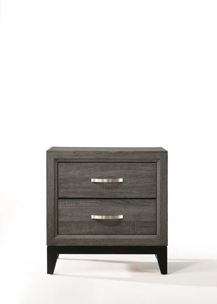 25" Gray Two Drawers Nightstand HomeRoots