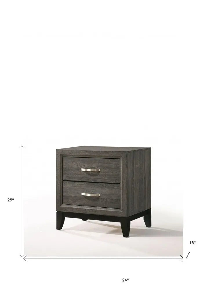 25" Gray Two Drawers Nightstand HomeRoots