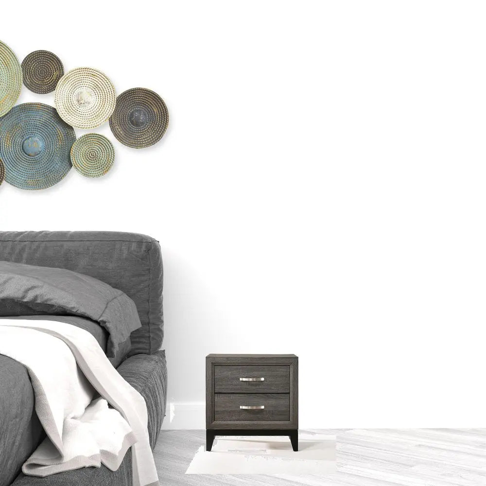 25" Gray Two Drawers Nightstand HomeRoots