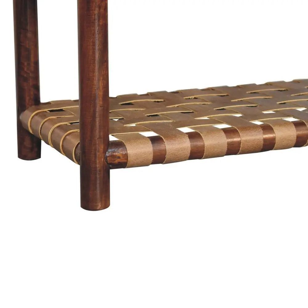 32" Brown Solid Wood Two Drawer Nightstand With Leather Shelf - NOBLE HOME INTERIORS