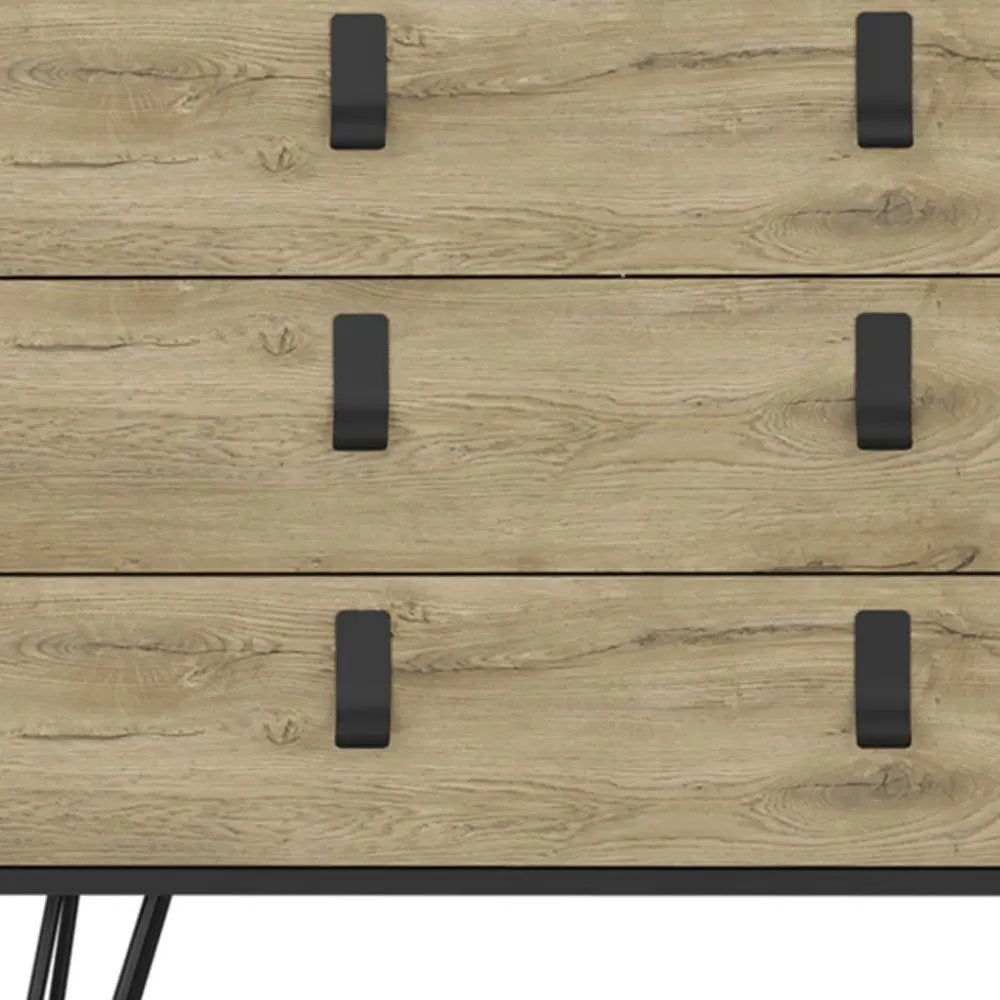 32" Natural and Black Three Drawer Dresser - NOBLE HOME INTERIORS