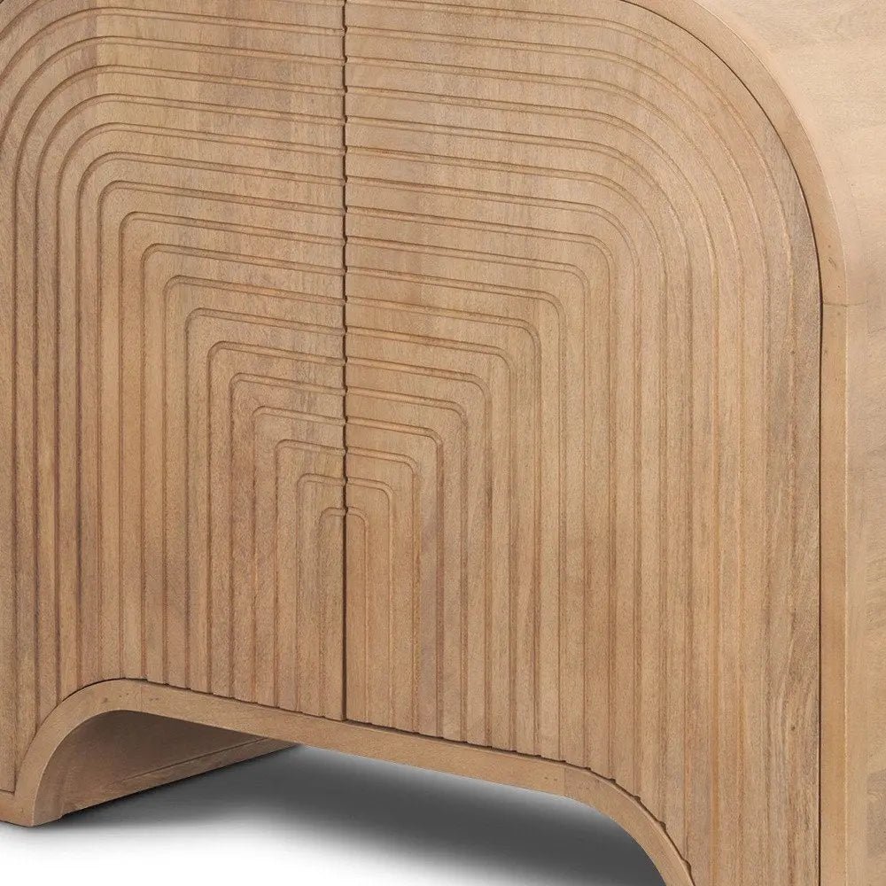 32" Natural Solid Wood Textured Door Accent Cabinet With Two Doors HomeRoots