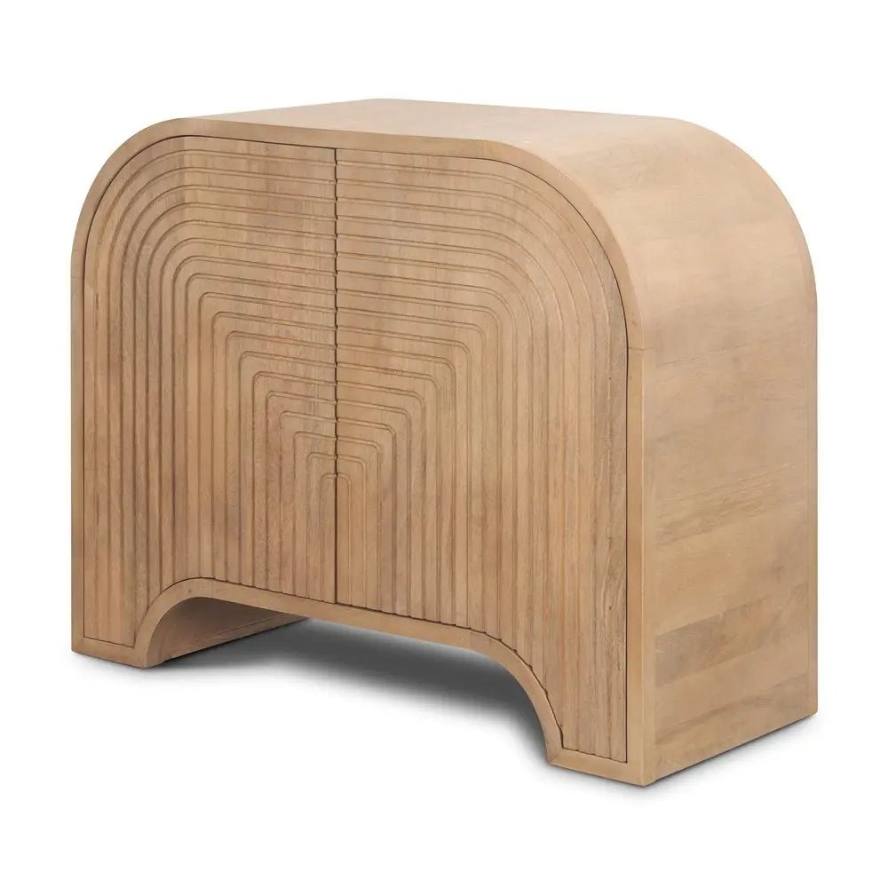 32" Natural Solid Wood Textured Door Accent Cabinet With Two Doors HomeRoots