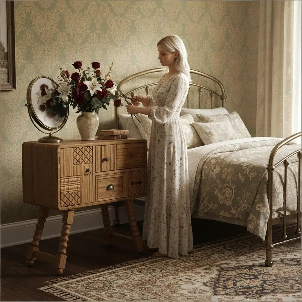 32" Sepia Solid Wood Console Accent Cabinet With Single Door And Four Drawers - NOVA HOME FURNITURE