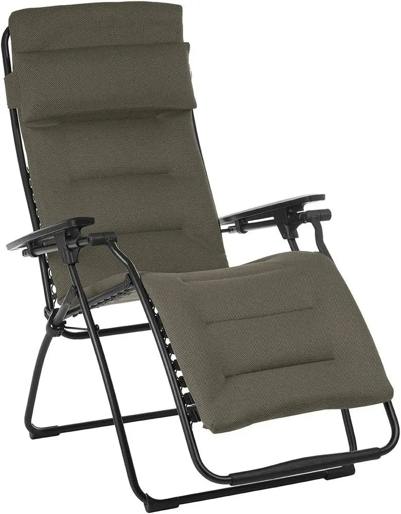 26" Gray Steel Outdoor Zero Gravity Chair with Gray Cushion HomeRoots