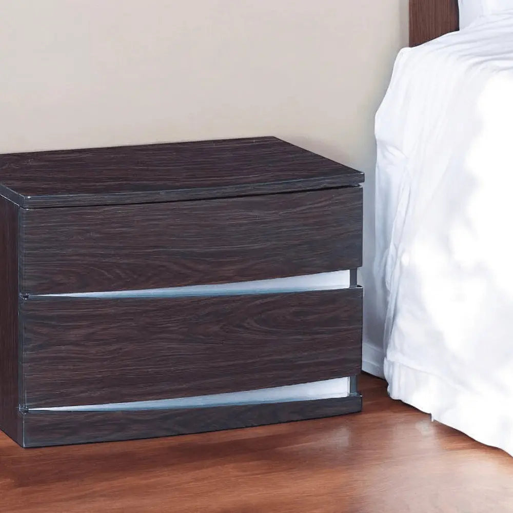 17" Dark Brown Two Drawers Manufactured Wood Mirrored Nightstand HomeRoots