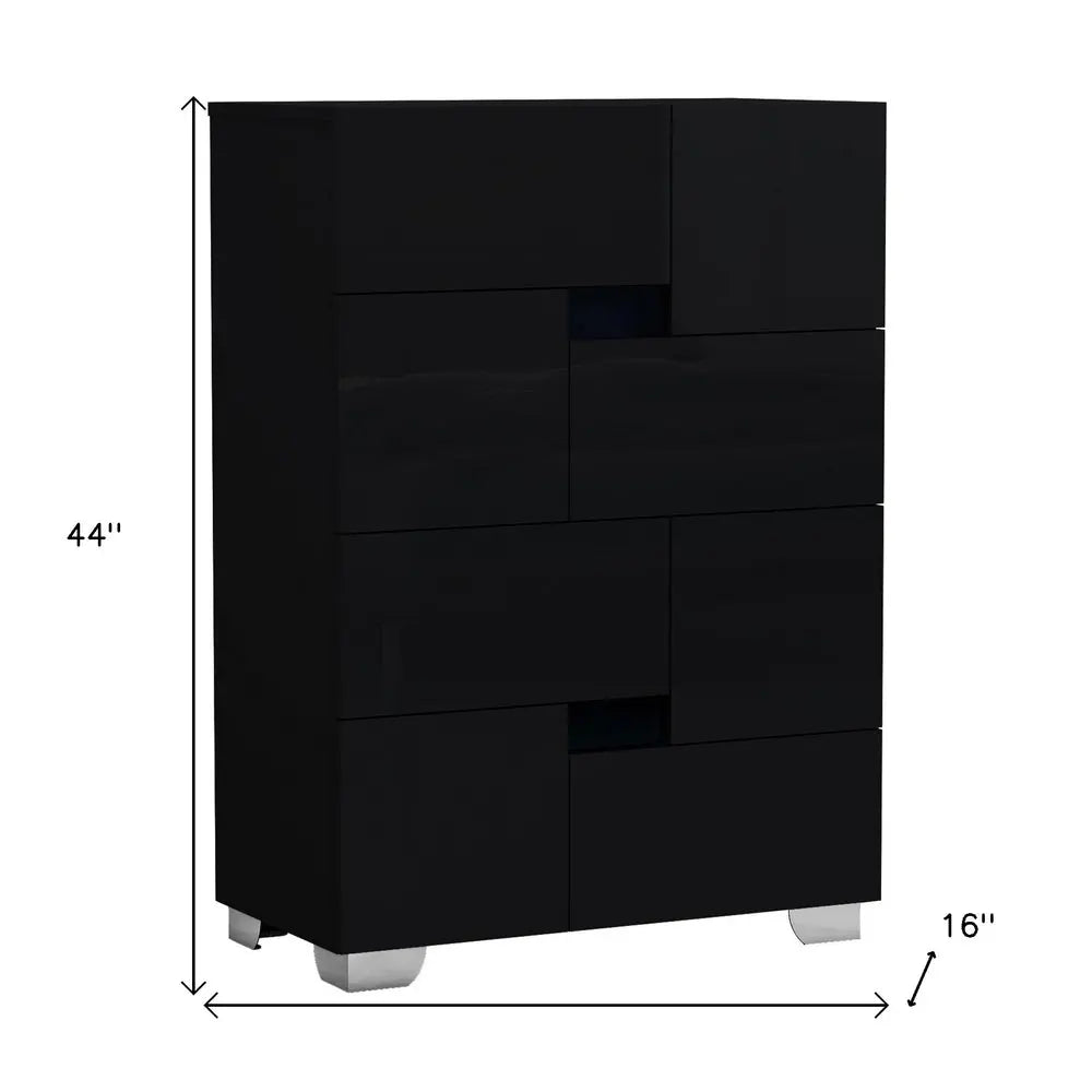 44" Superb Black High Gloss Chest HomeRoots