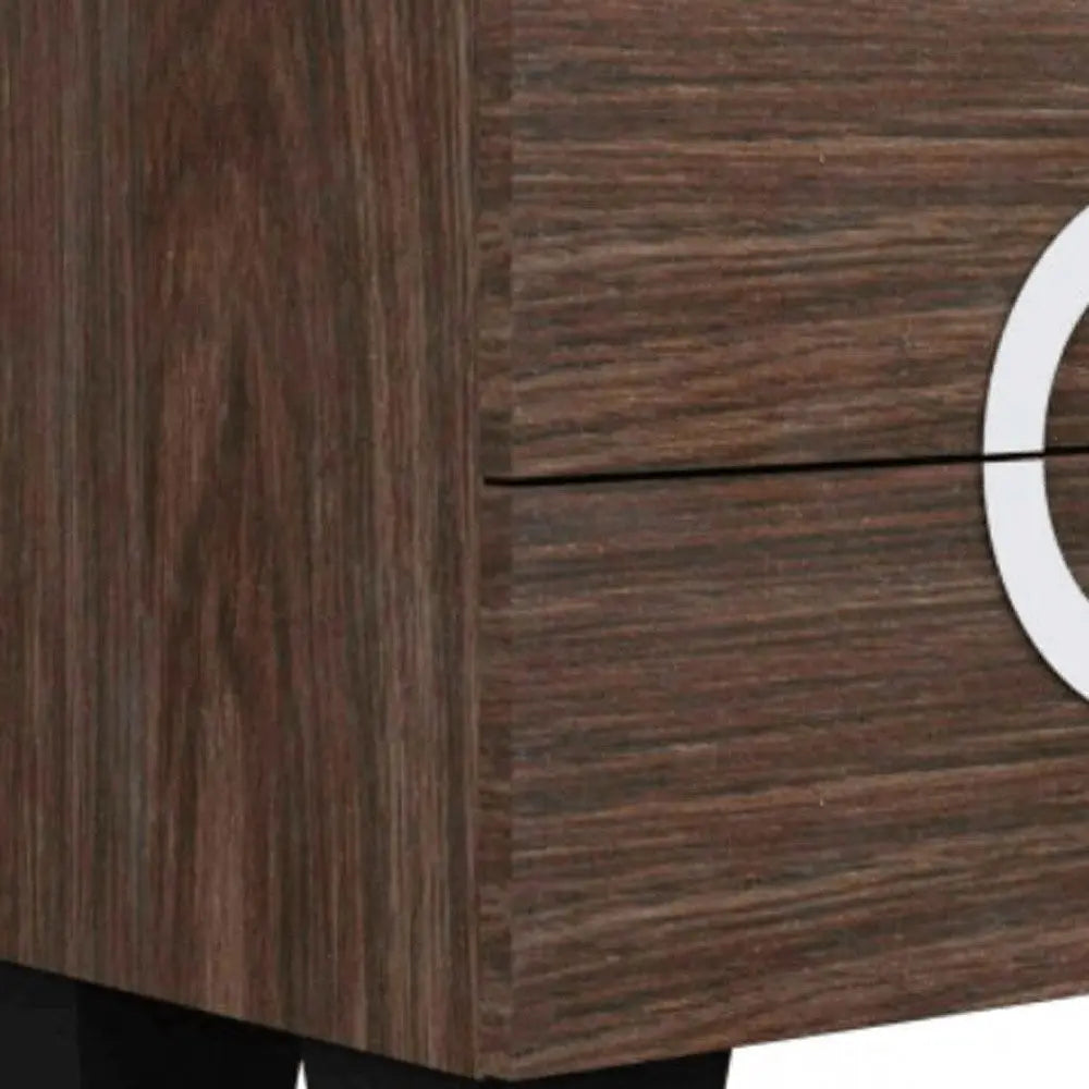 18" Brown Two Drawers Manufactured Wood Mirrored Nightstand HomeRoots