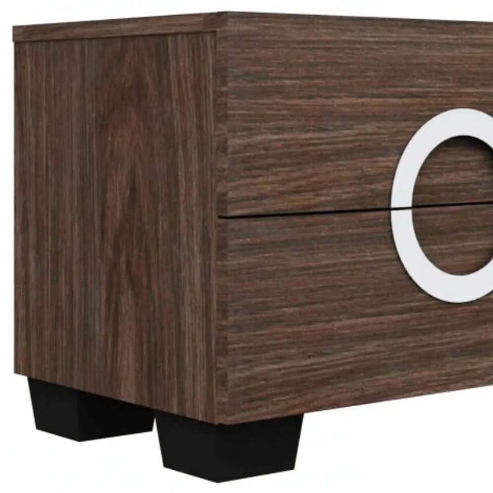 18" Brown Two Drawers Manufactured Wood Mirrored Nightstand HomeRoots