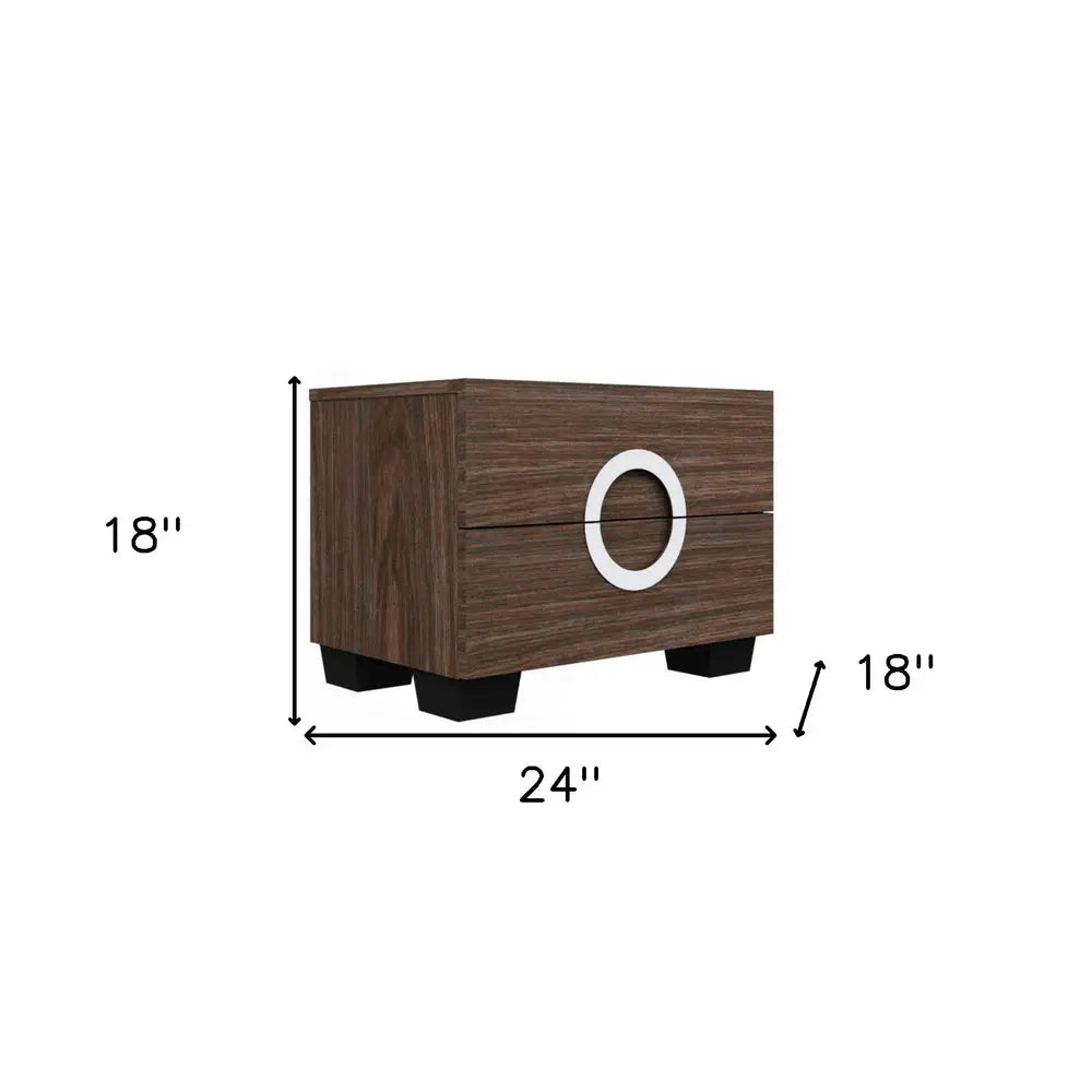 18" Brown Two Drawers Manufactured Wood Mirrored Nightstand HomeRoots