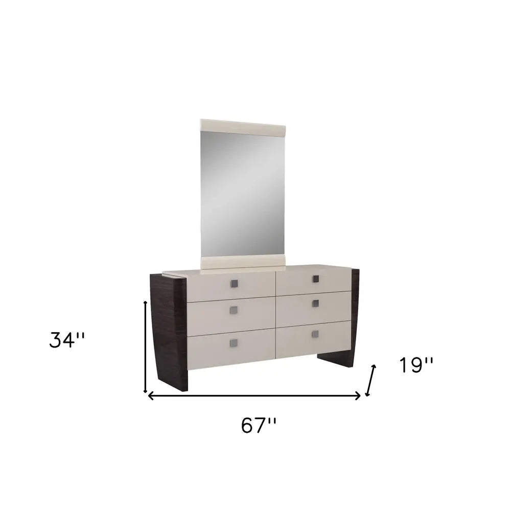 34" Refined Beige High Gloss Dresser HomeRoots