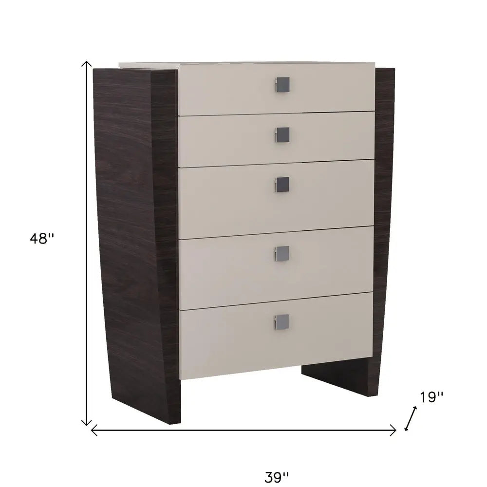 34" Refined Beige High Gloss Dresser HomeRoots