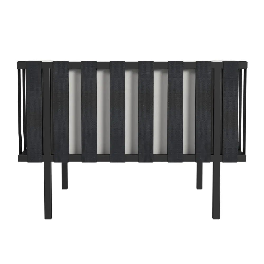 33" Black Metal Outdoor Arm Chair with Off White Cushion - NOBLE HOME INTERIORS