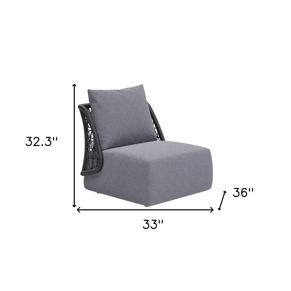 33" Gray Outdoor Accent Chair with Gray Cushions - NOBLE HOME INTERIORS
